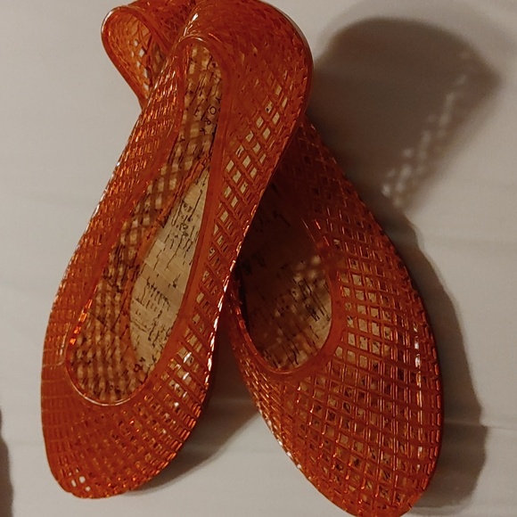 NWOT Nicole Miller NY Reddish/Orange Jelly Flats Women's size 10 Classic 80s - Picture 3 of 5